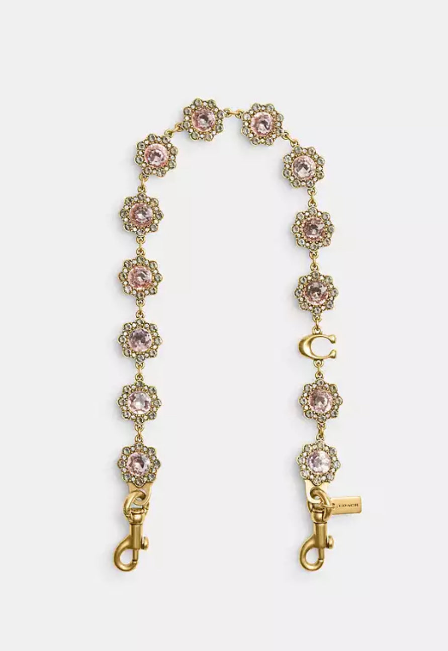 Coach Short Jewelry Chain Strap Brass/Pink Multi