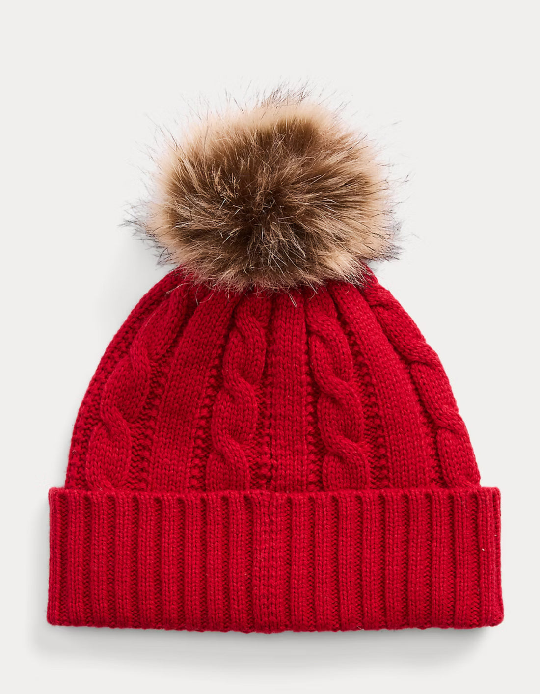 Ralph Lauren Crest- Patch Pom-pom Cable- Knit Beanie