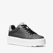 Michael Kors Romey Metallic Two-Tone Signature Logo Platform Sneaker BLACK