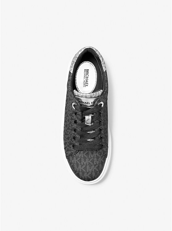 Michael Kors Romey Metallic Two-Tone Signature Logo Platform Sneaker BLACK