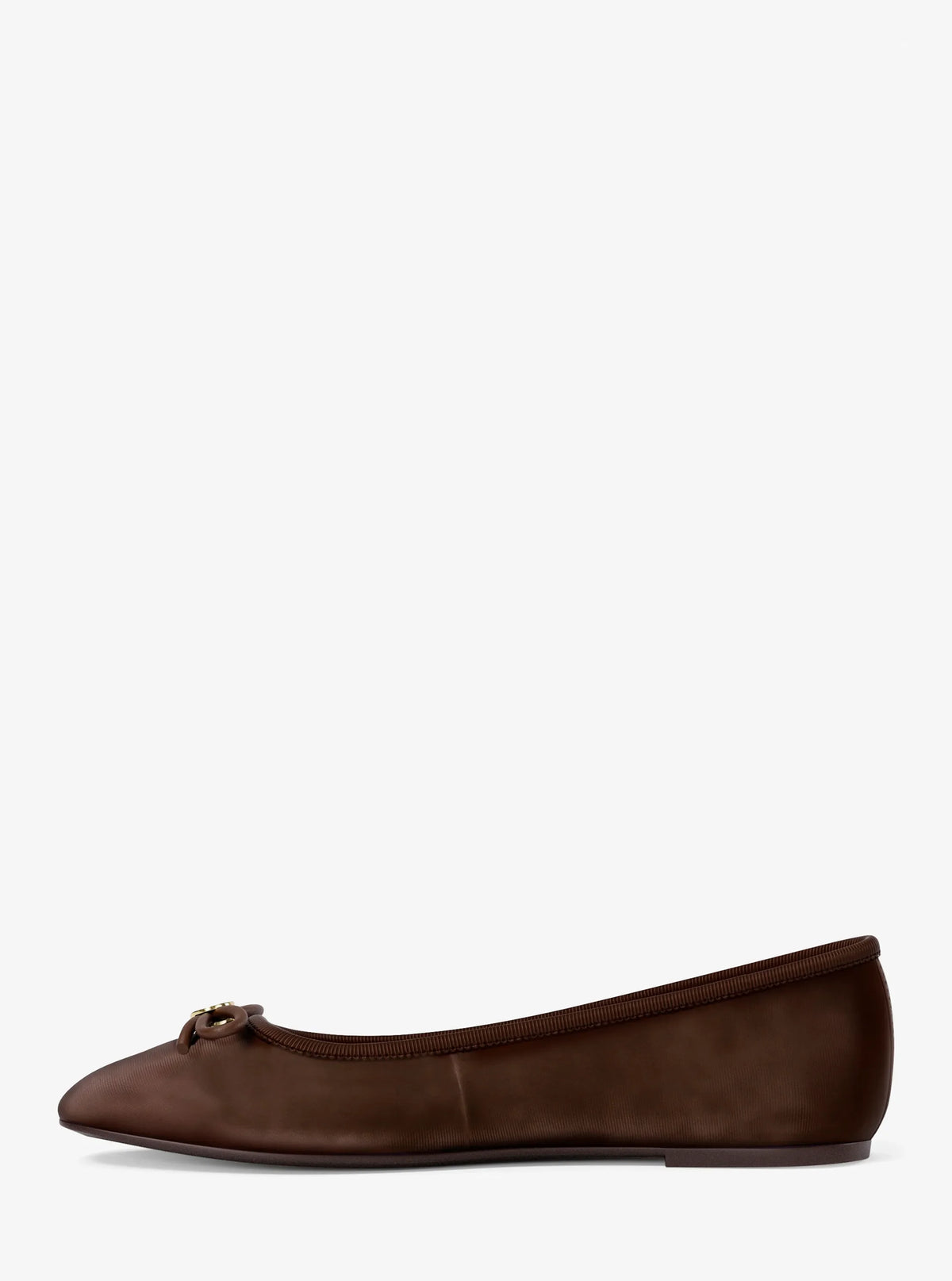 Michael Kors Savannah Logo Debossed Velvet Ballet Flat-NUTMEG