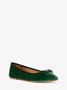 Michael Kors Savannah Logo Debossed Velvet Ballet Flat-AMAZON GREEN