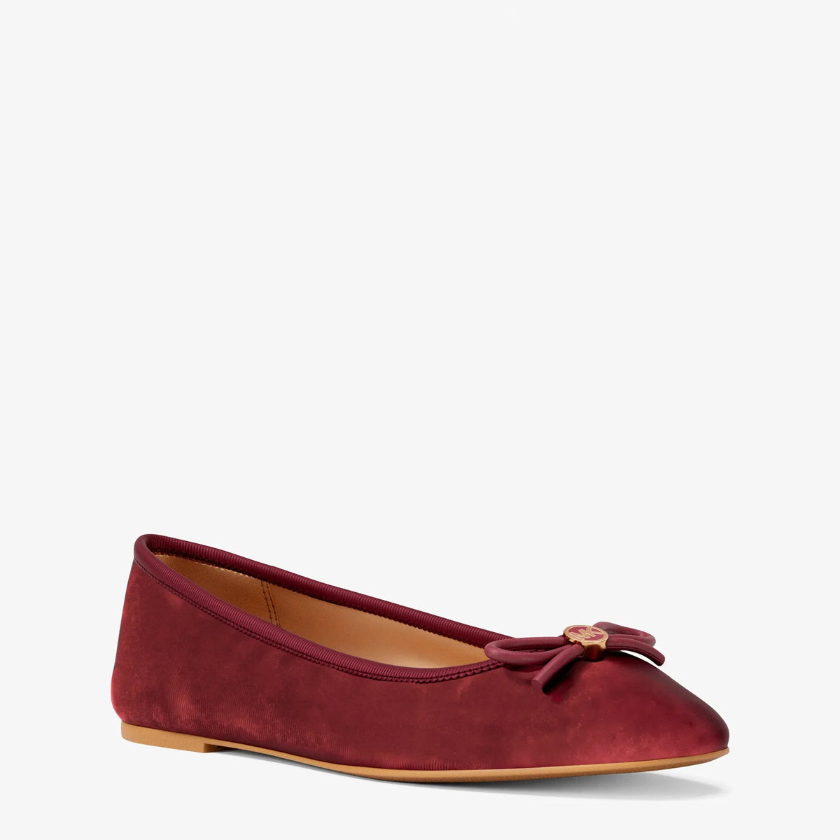 Michael Kors Savannah Logo Debossed Velvet Ballet Flat-MAROON