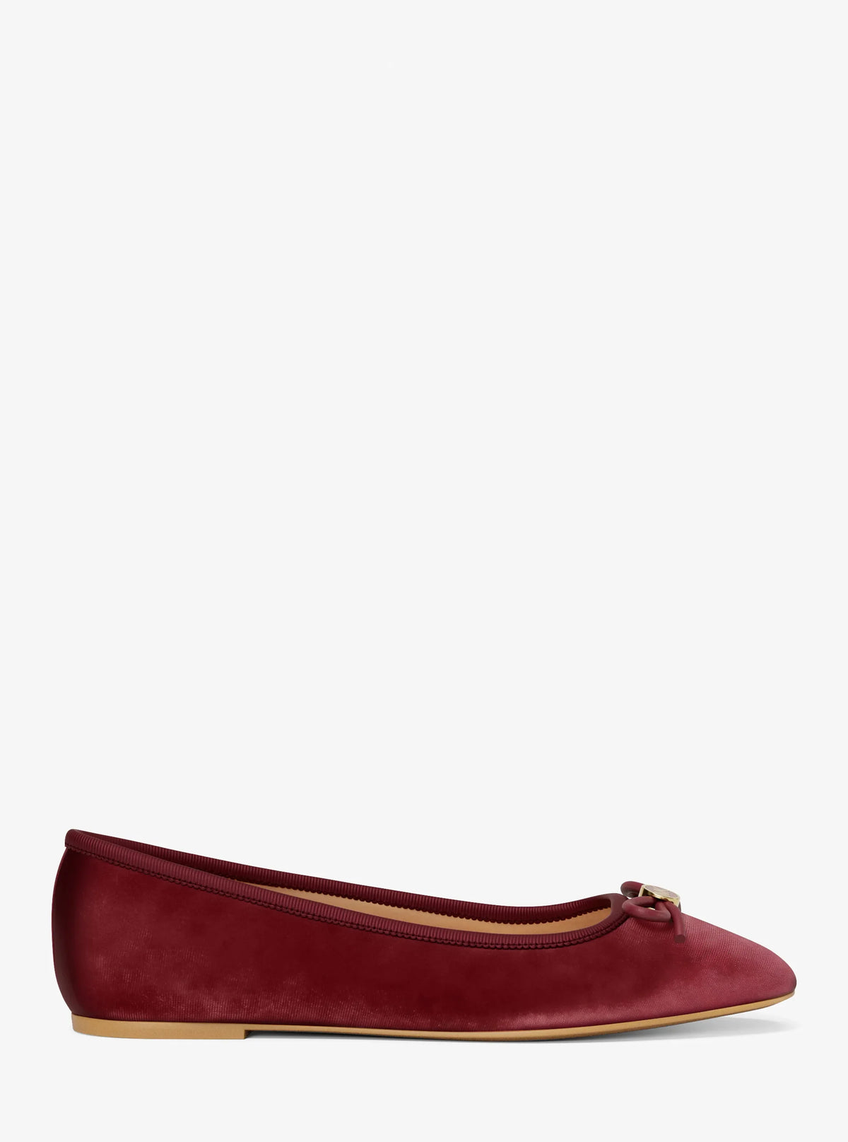 Michael Kors Savannah Logo Debossed Velvet Ballet Flat-MAROON