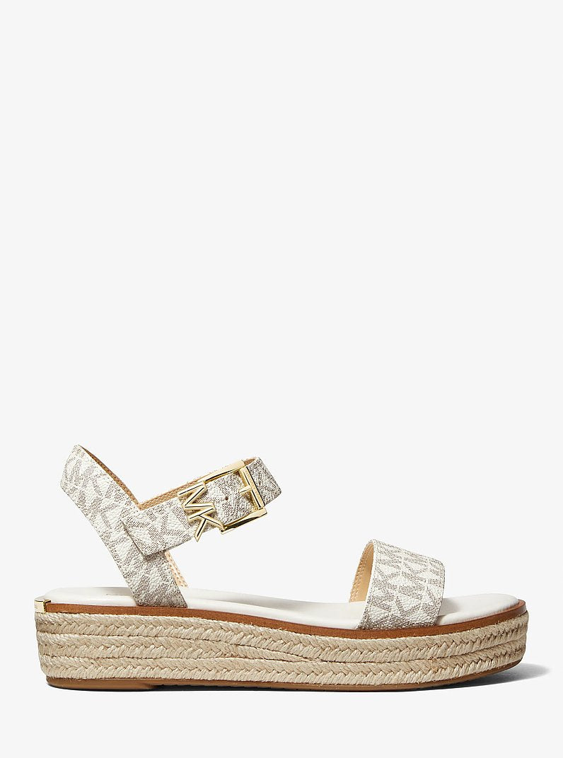 Michael Kors Richie Signature Logo Platform Espadrille Sandal-VANILLA