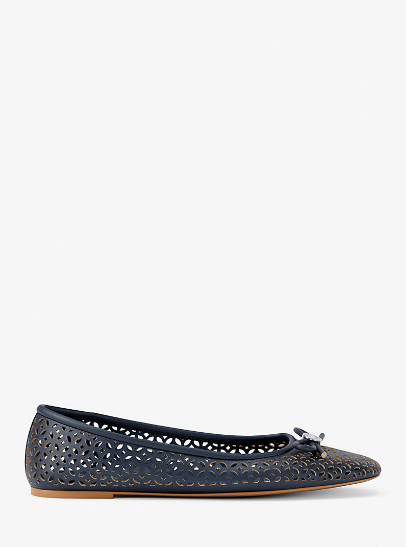 Michael Kors Savannah Perforated Ballet Flat-NAVY