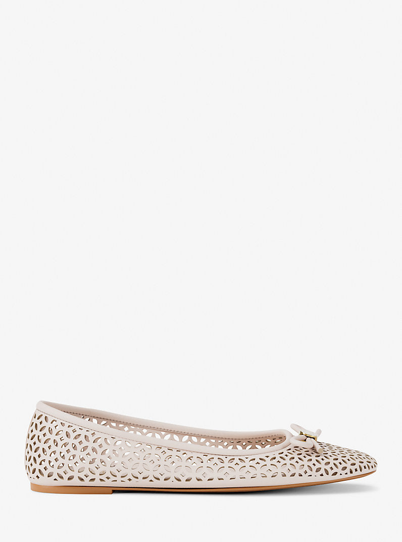 Michael Kors Savannah Perforated Ballet Flat-LT CREAM