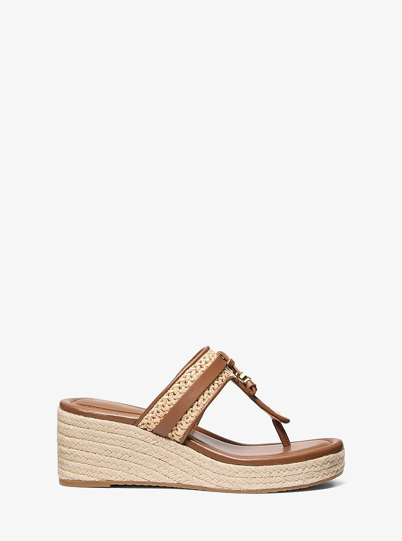 Michael Kors Zoe Crocheted Wedge Sandal-LUGGAGE