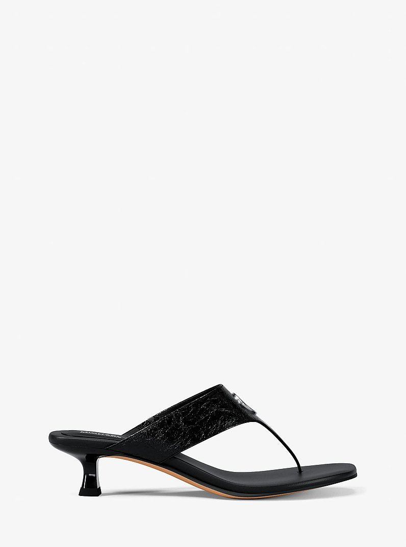 Michael Kors Anneka Patent Thong Sandal-BLACK