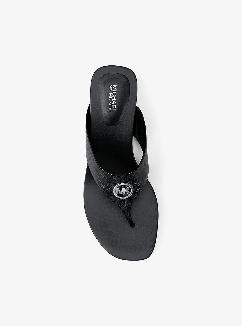 Michael Kors Anneka Patent Thong Sandal-BLACK