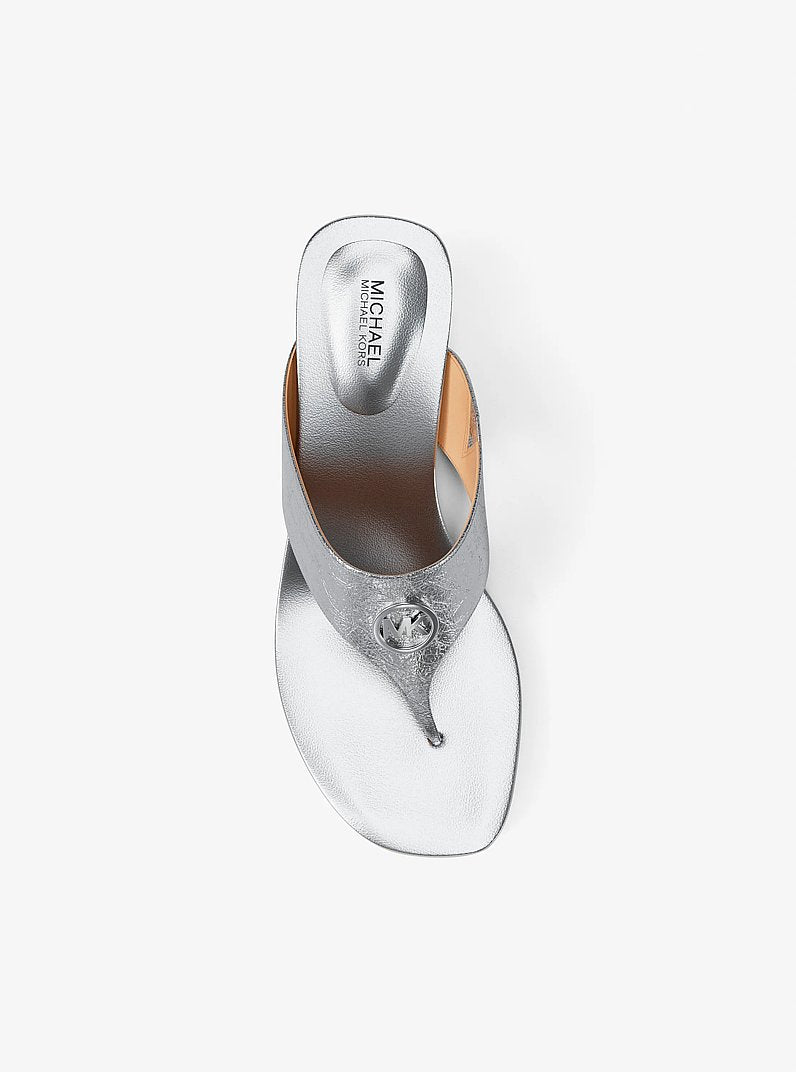 Michael Kors Anneka Metallic Thong Sandal-SILVER
