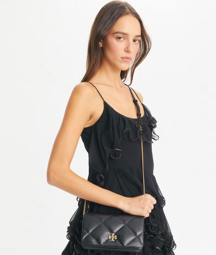 TORY BURCH KIRA DIAMOND QUILT CROSSBODY  -  black