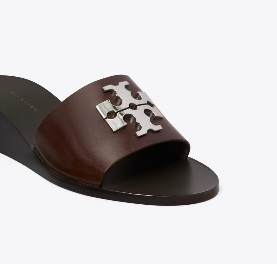 TORY BURCH CHARLIE CUOIO WEDGE SANDAL  -  dark brown