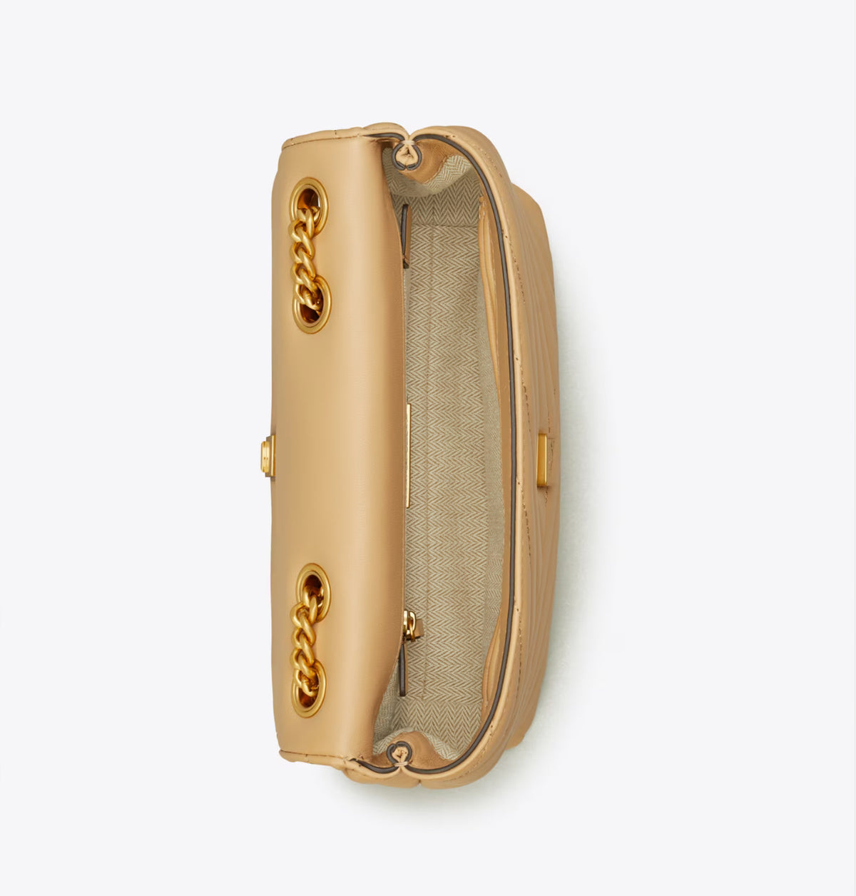 Tory Burch Small Kira Chevron Convertible Shoulder Desert Dune Kadın Deri Çanta- SEZON - HEMEN TESLİMDE