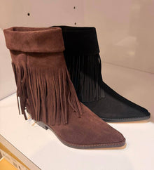 Michael Kors Nash Fringed Suede Boot-BLACK