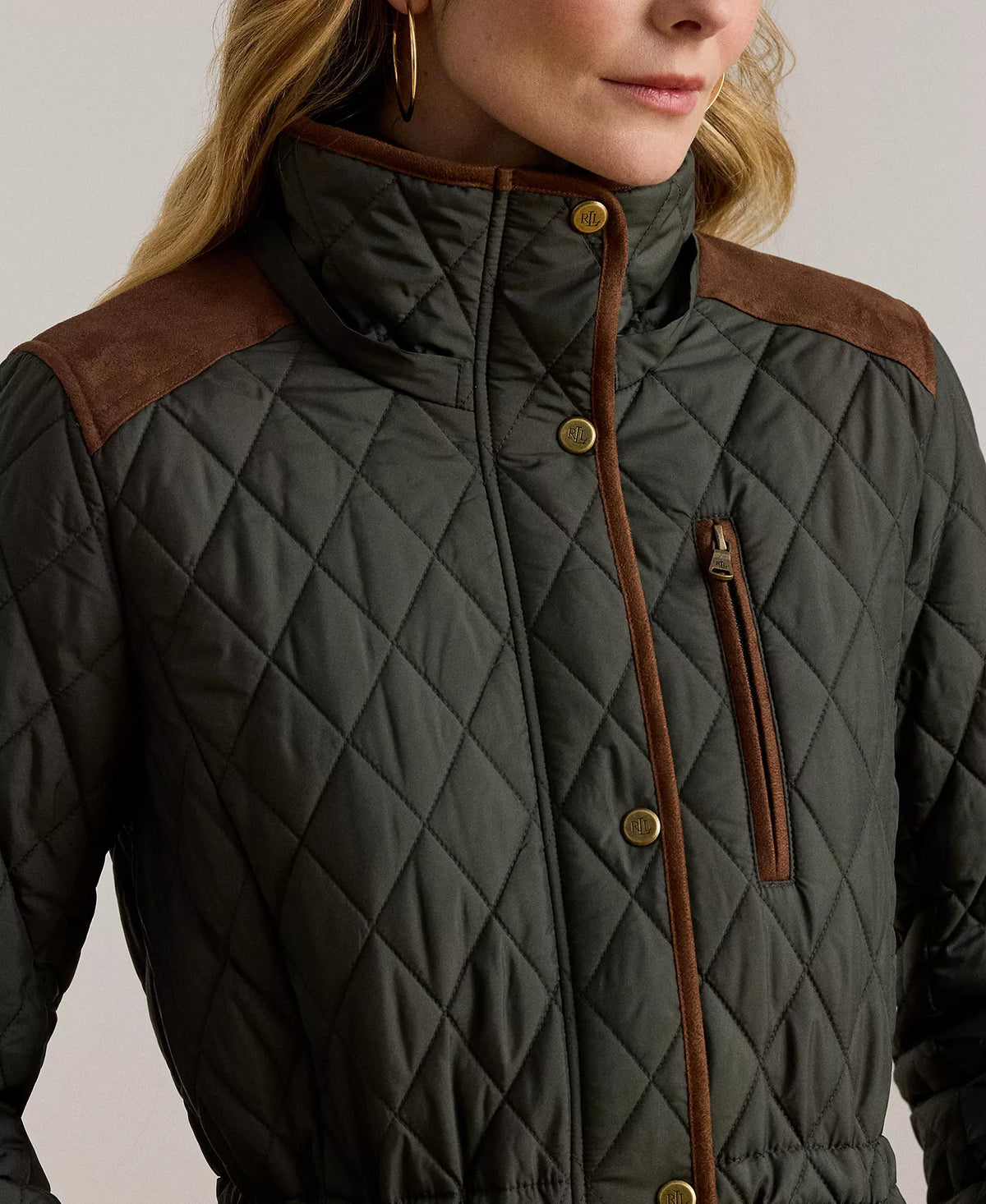 Ralph Lauren Women's Hooded Anorak Quilted Coat- Litchfield Loden