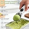 MQFORU Heated Ice Cream Scoop, Removable Head & Dishwasher Safe, Rechargeable, LED Display for Battery&4 Temps (100-160°F), Non-Slip & IP67 Waterproof, 3-Min Auto Off for Hard Ice Cream, Sorbet(White)