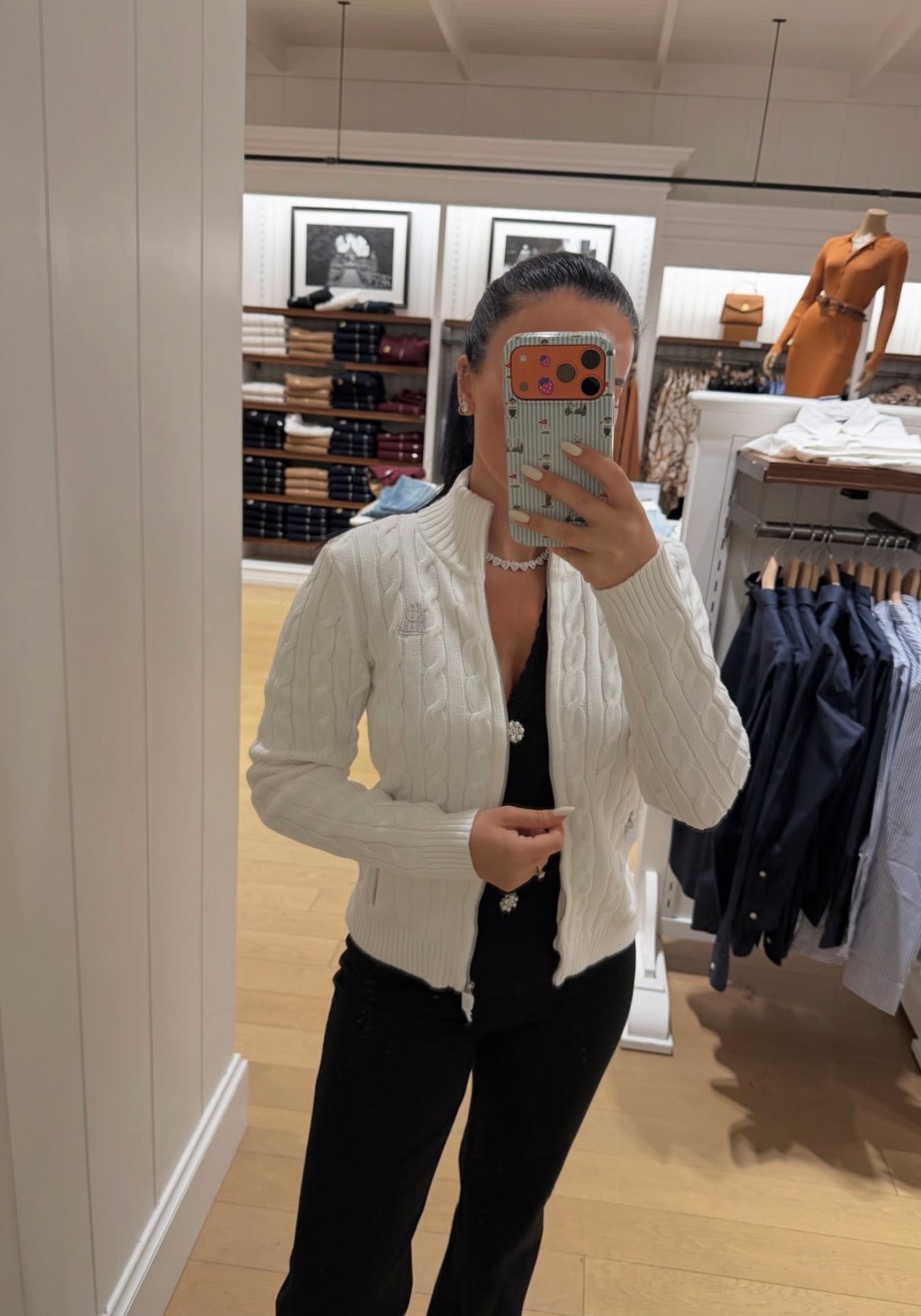 Ralph Lauren Cable-Knit Full-Zip Mockneck Sweater