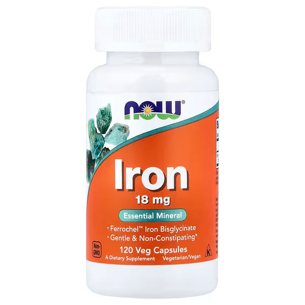 NOW Foods, Iron, 18 mg, 120 Veg Capsules