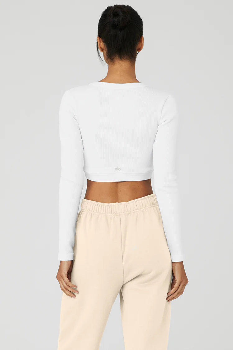 Alo Yoga Seamless Ribbed Cropped Serene Long Sleeve