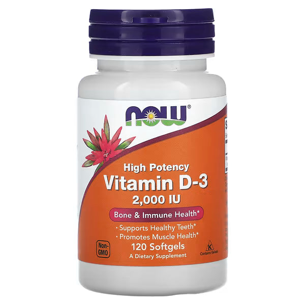 NOW Foods, Vitamin D3, 2,000 IU, 120 Softgels
