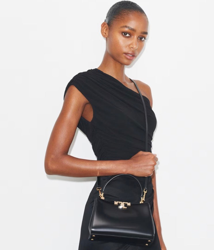 TORY BURCH MINI ELEANOR PAVÉ SATCHEL  - Black