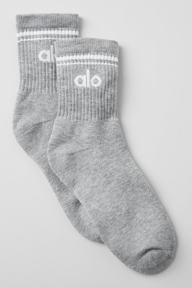 Alo Yoga Unisex Half-Crew Throwback Sock  -  Athletic Heather Grey/White