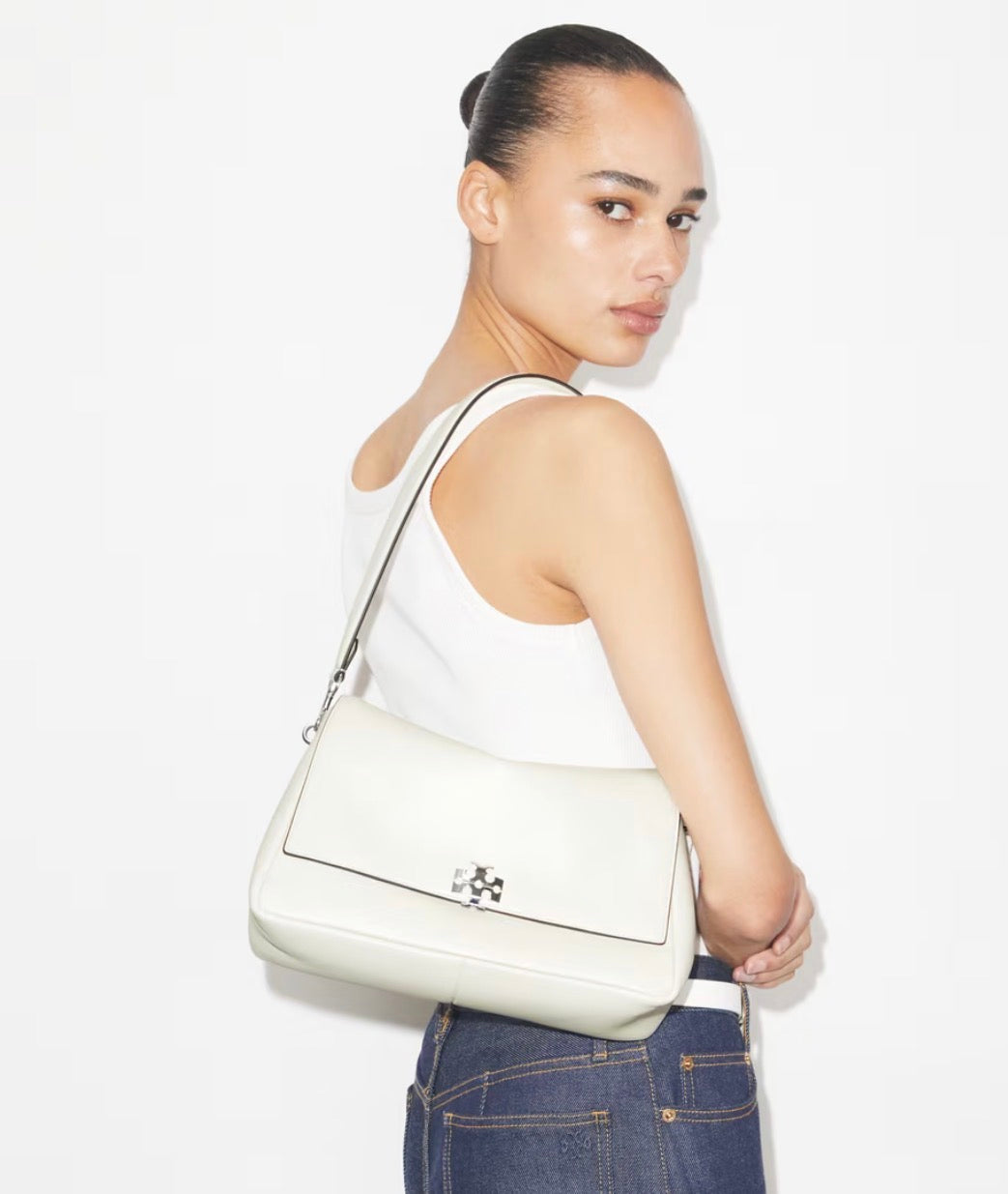 TORY BURCH CHARLIE SHOULDER BAG -  bianco