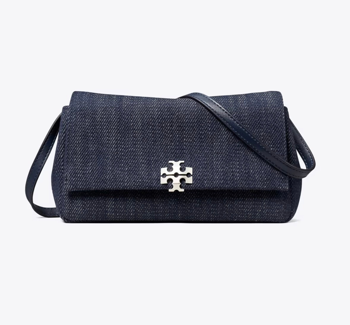 TORY BURCH CHARLIE DENIM WALLET CROSSBODY - midnight