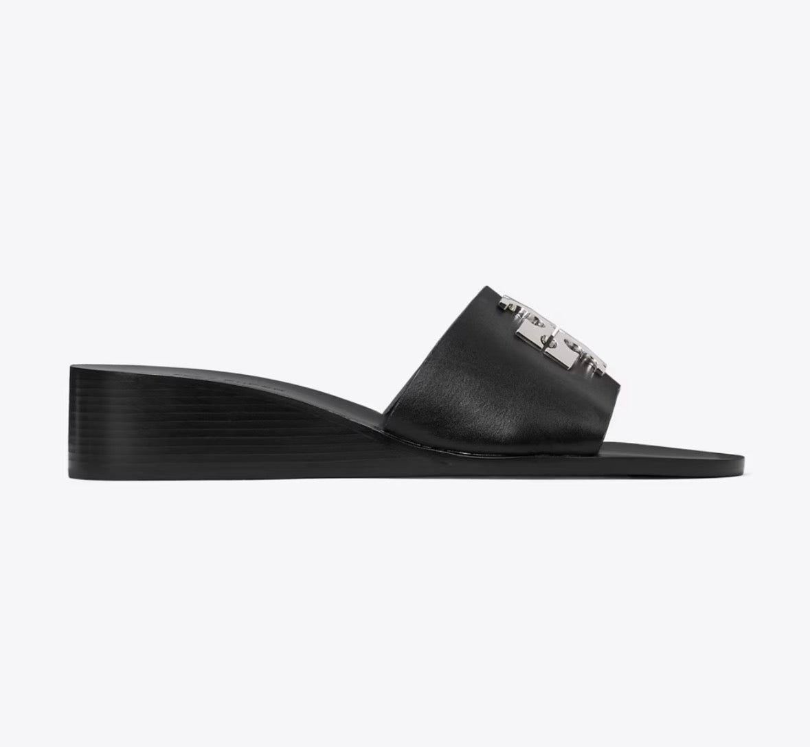 TORY BURCH CHARLIE CUOIO WEDGE SANDAL  -  perfect black