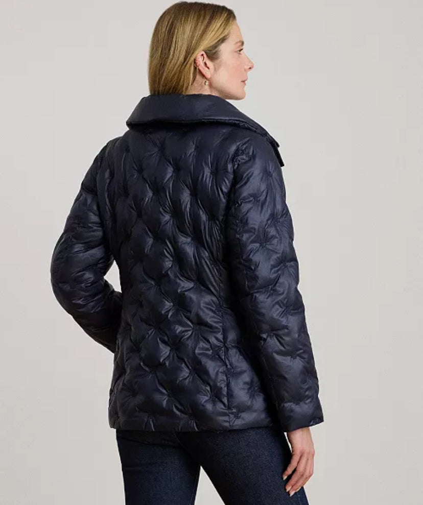 Ralph Lauren Women's Embroidered Puffer Coat - Dark Navy