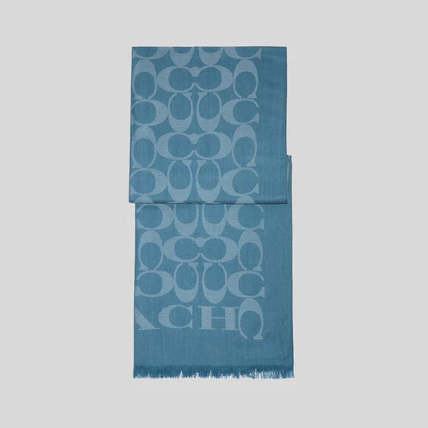 Coach Signature Wrap Pacific Blue Scarf Şal