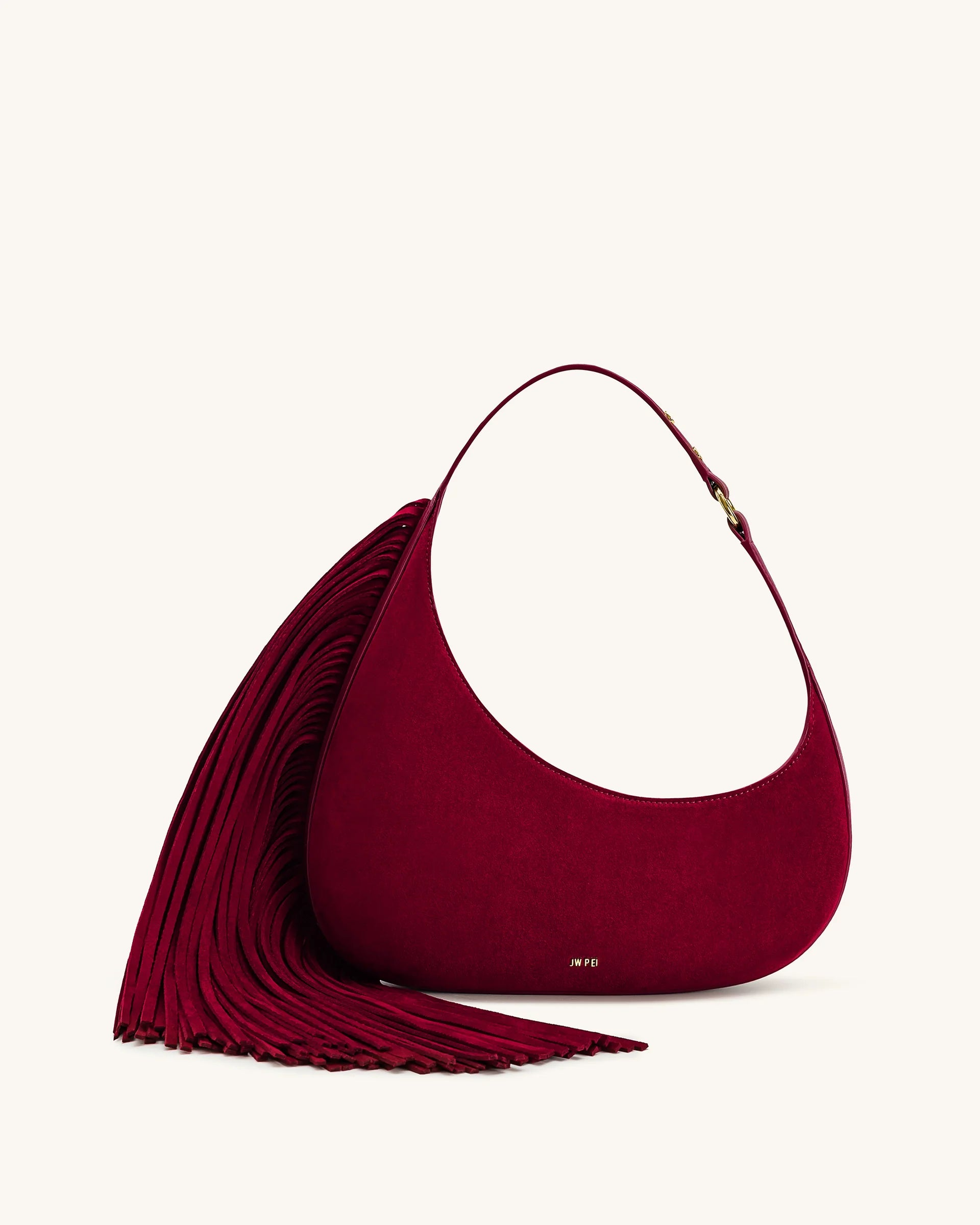 JW PEI Harlee Faux Suede Fringe Shoulder Bag - Burgundy