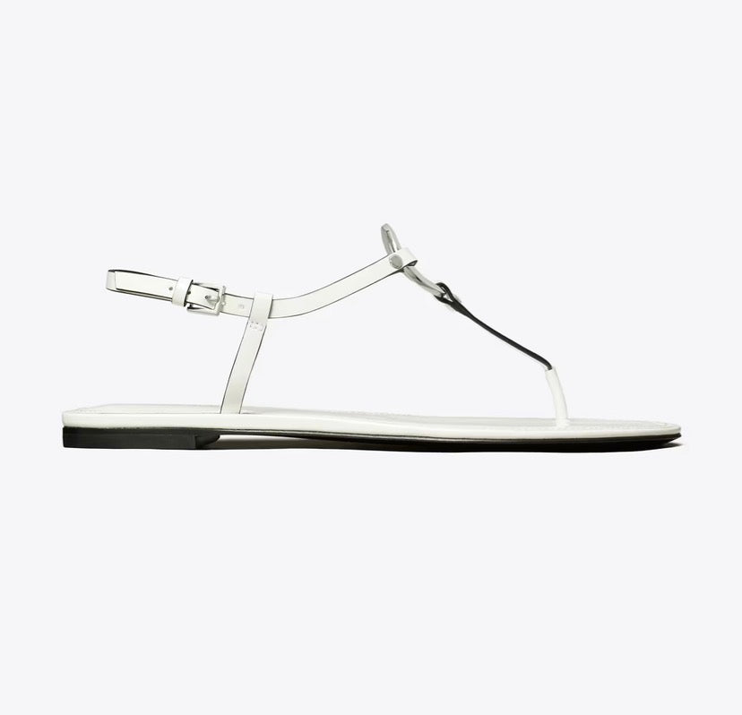 TORY BURCH RING T-STRAP SANDAL  -  white