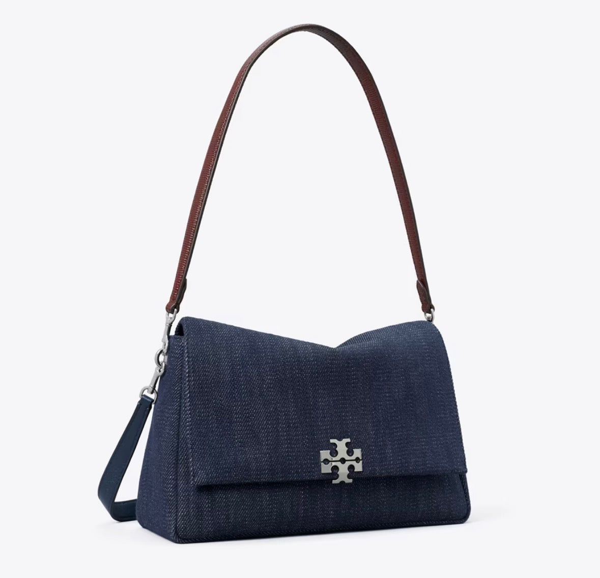 TORY BURCH CHARLIE DENIM SHOULDER BAG - midnight