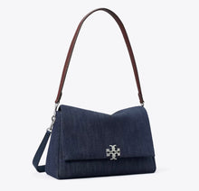 TORY BURCH CHARLIE DENIM SHOULDER BAG - midnight