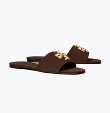 TORY BURCH ELEANOR SLIDE - dark cocoa / gold
