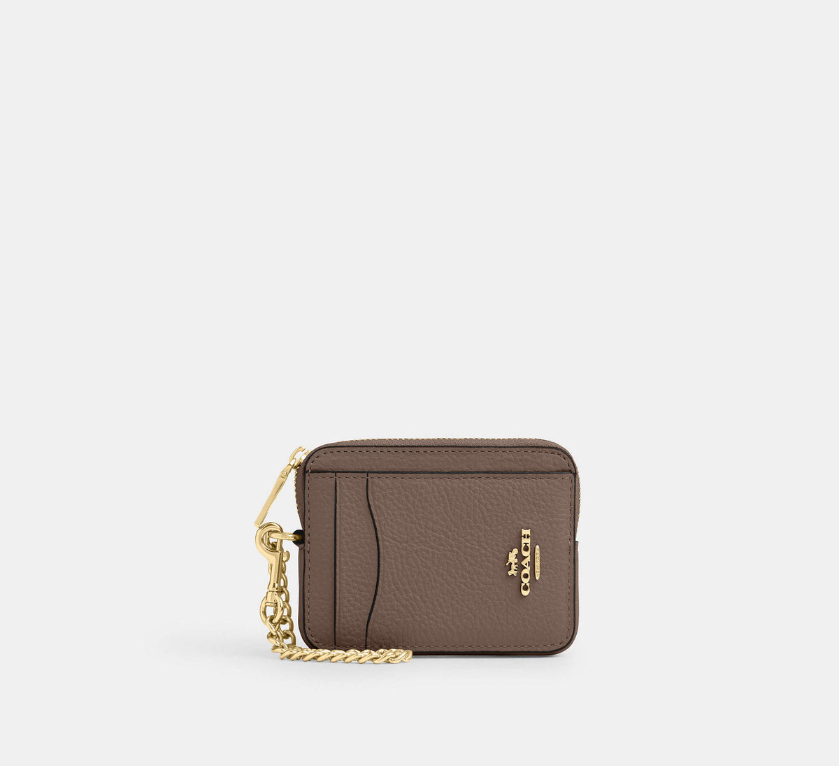Coach Zip Card Case  - Gold/Dark Stone