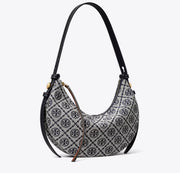 TORY BURCH T MONOGRAM ROMY HALF MOON BAG - tory navy