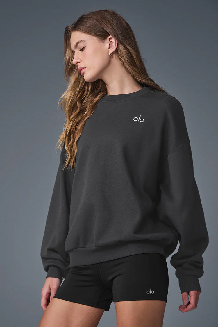 Alo Yoga Accolade Crew Neck Pullover Anthracite