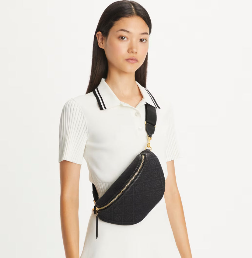 TORY BURCH T MONOGRAM BELT BAG - BLACK