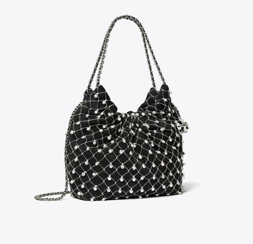 TORY BURCH MINI FLEMING BELL HOBO BAG  -  black