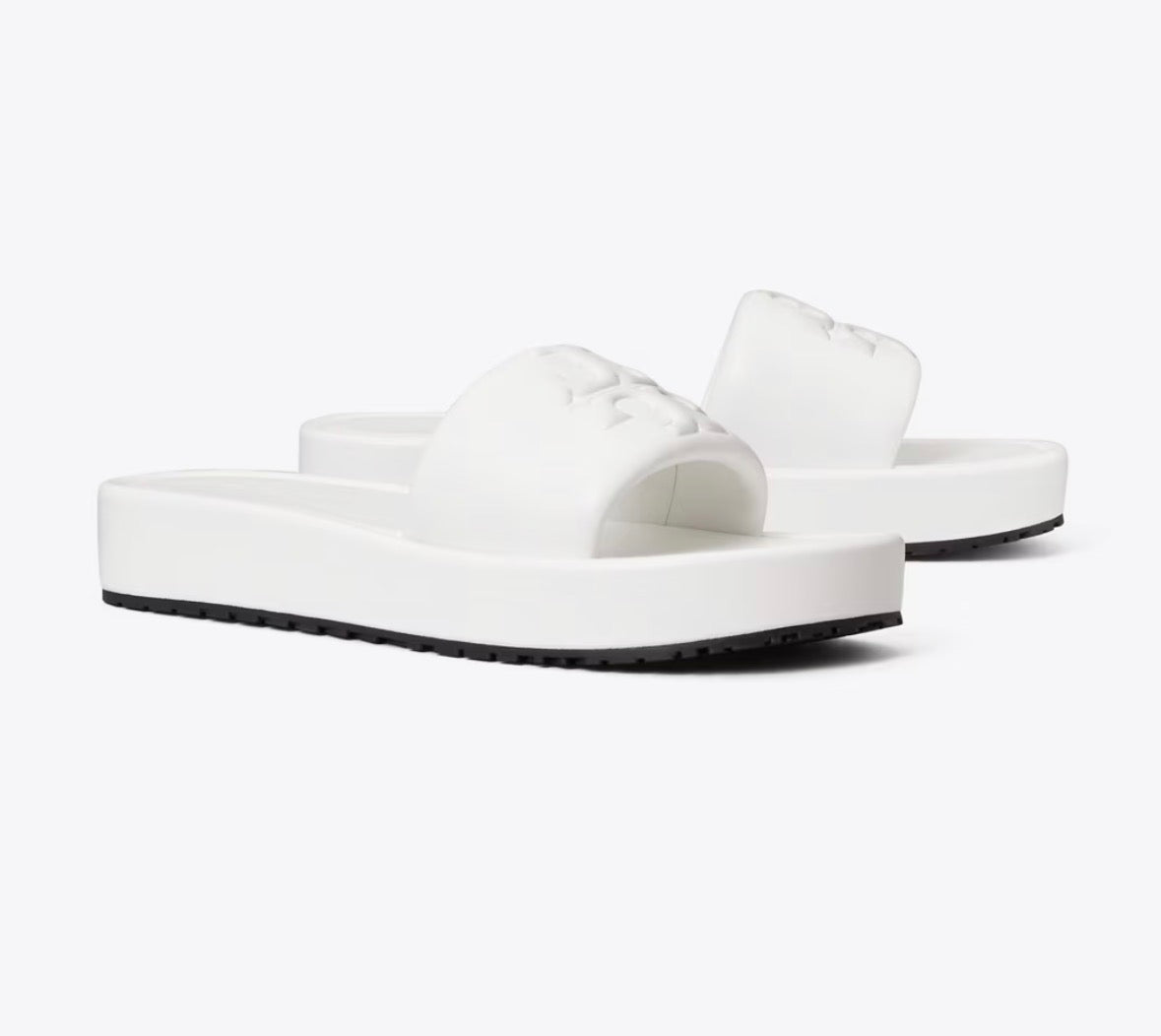 TORY BURCH DOUBLE T SPORT PLATFORM SLIDE  -  cirrus cloud