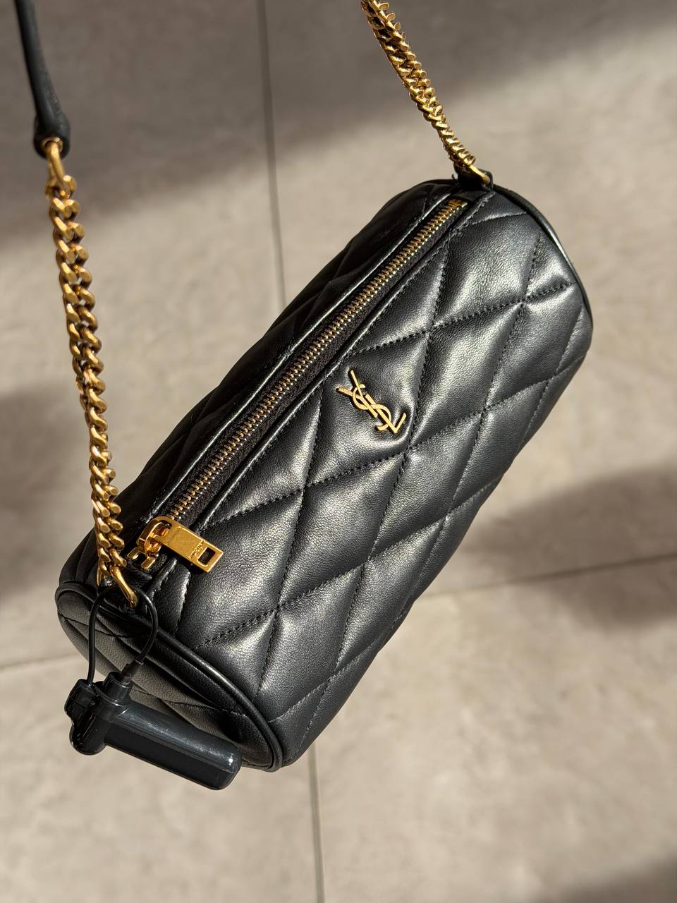 YSL SAINT LAURENT - SADE MINI TUBE BAG IN QUILTED LAMBSKIN BLACK