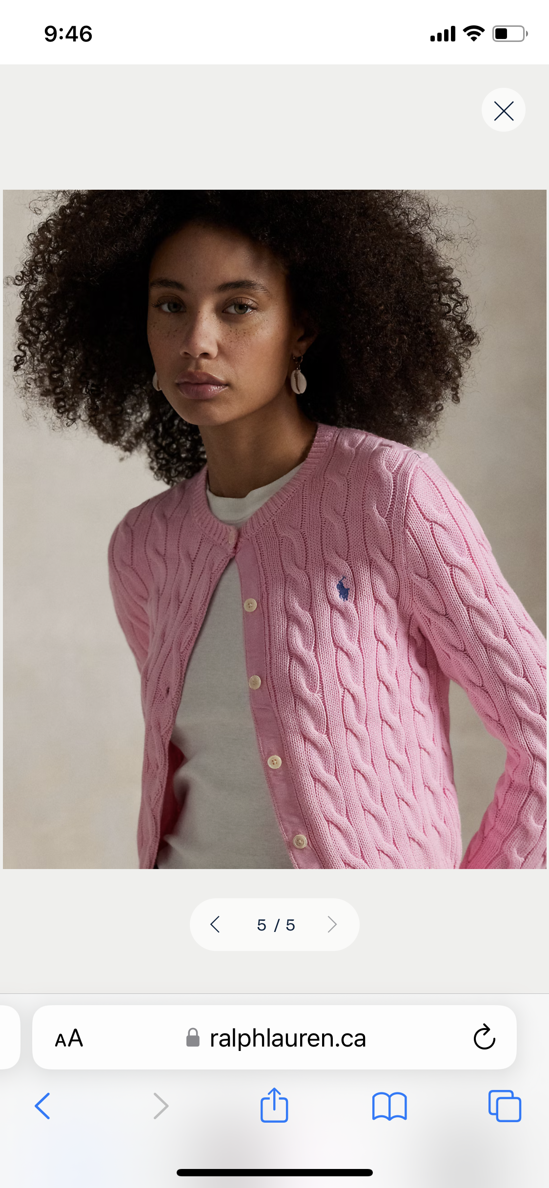 Ralph Lauren Cable-Knit Cotton Crewneck Cardigan - OUTLET