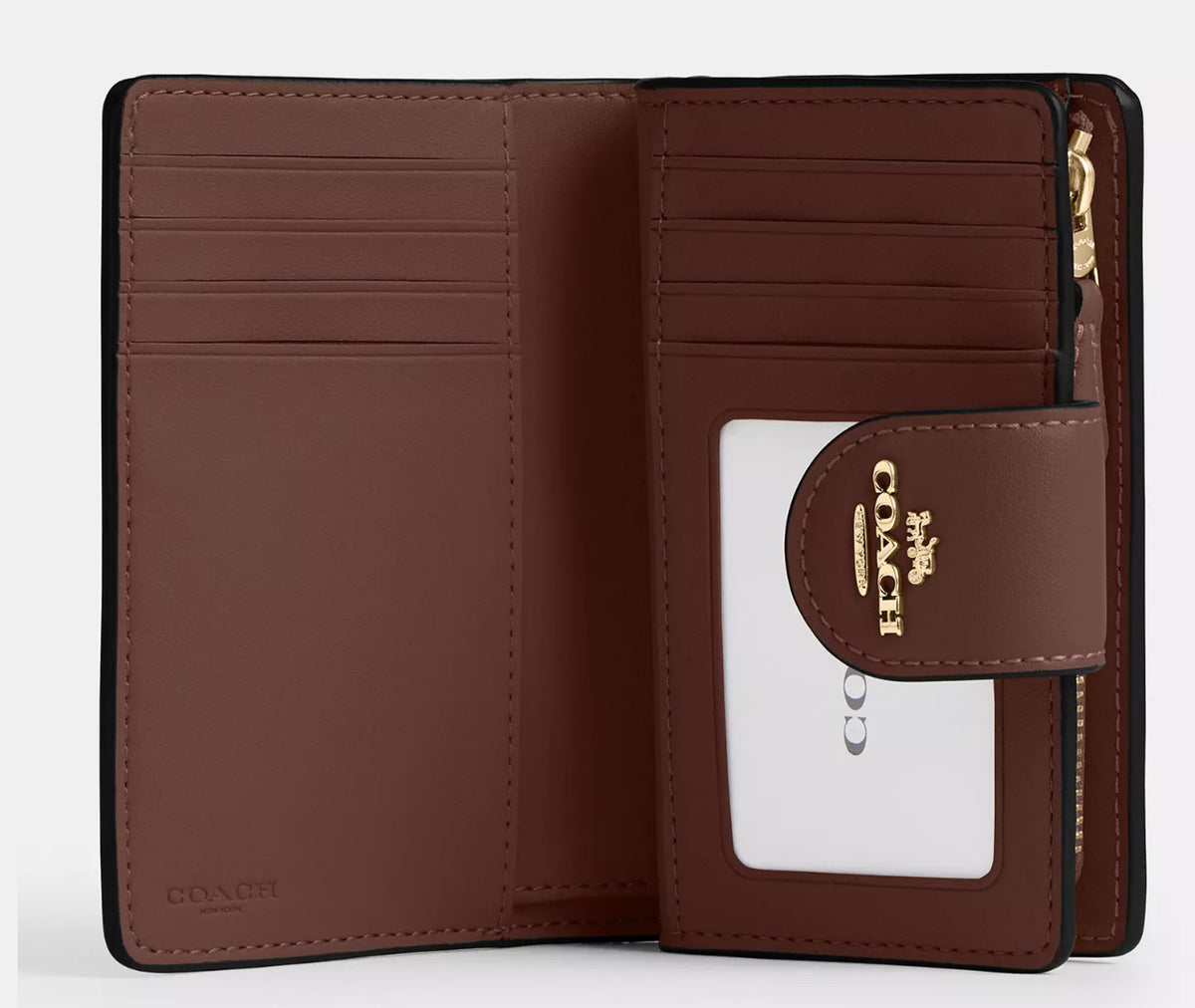 Coach Medium Corner Zip Wallet In Signature - Gold/Tan/Brown