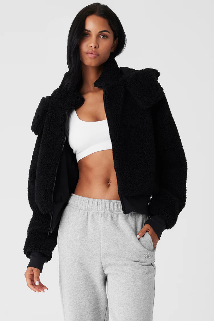 Alo Yoga Foxy Sherpa Jacket  -  Black