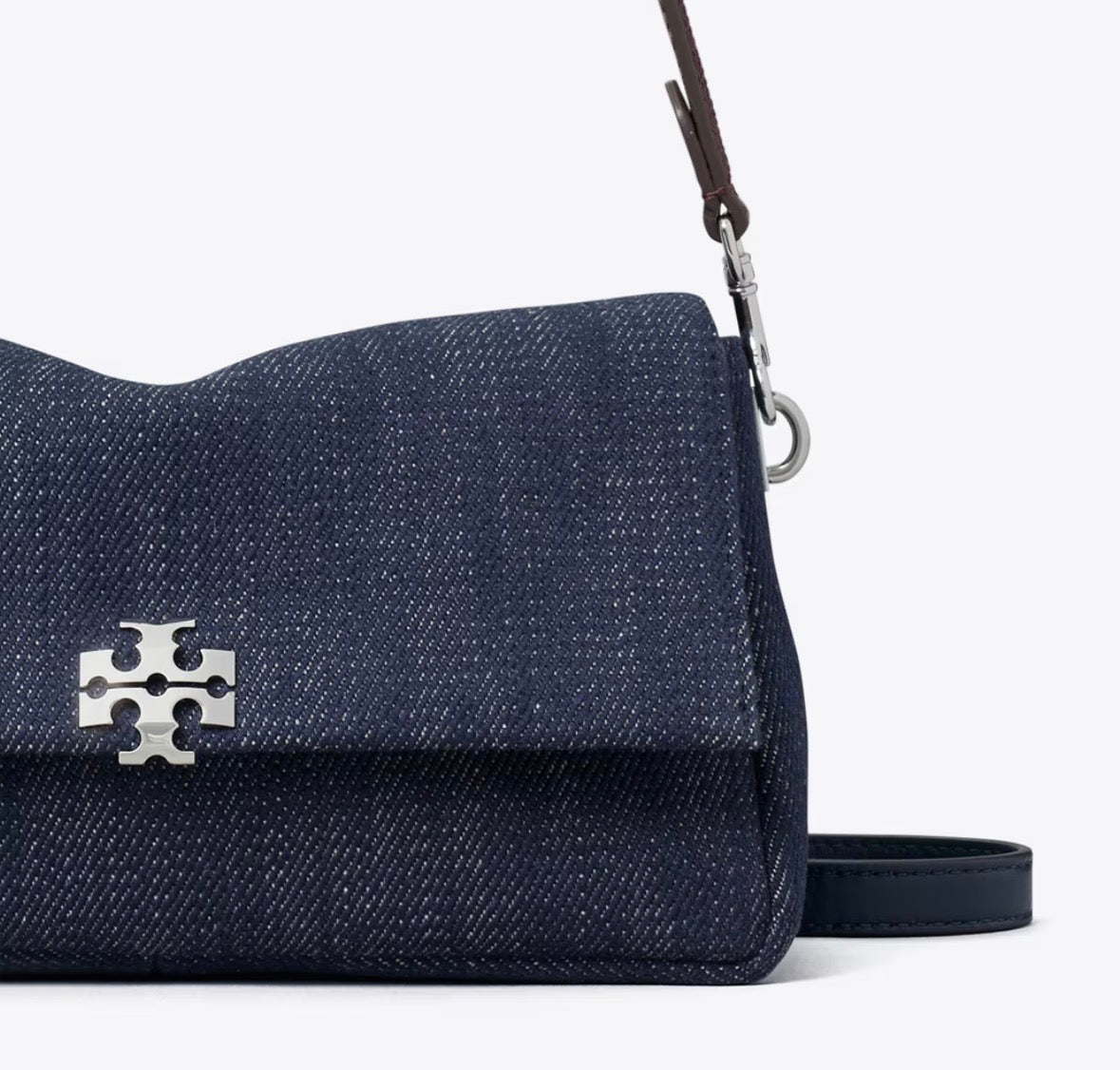 TORY BURCH SMALL CHARLIE DENIM SHOULDER BAG  - midnight