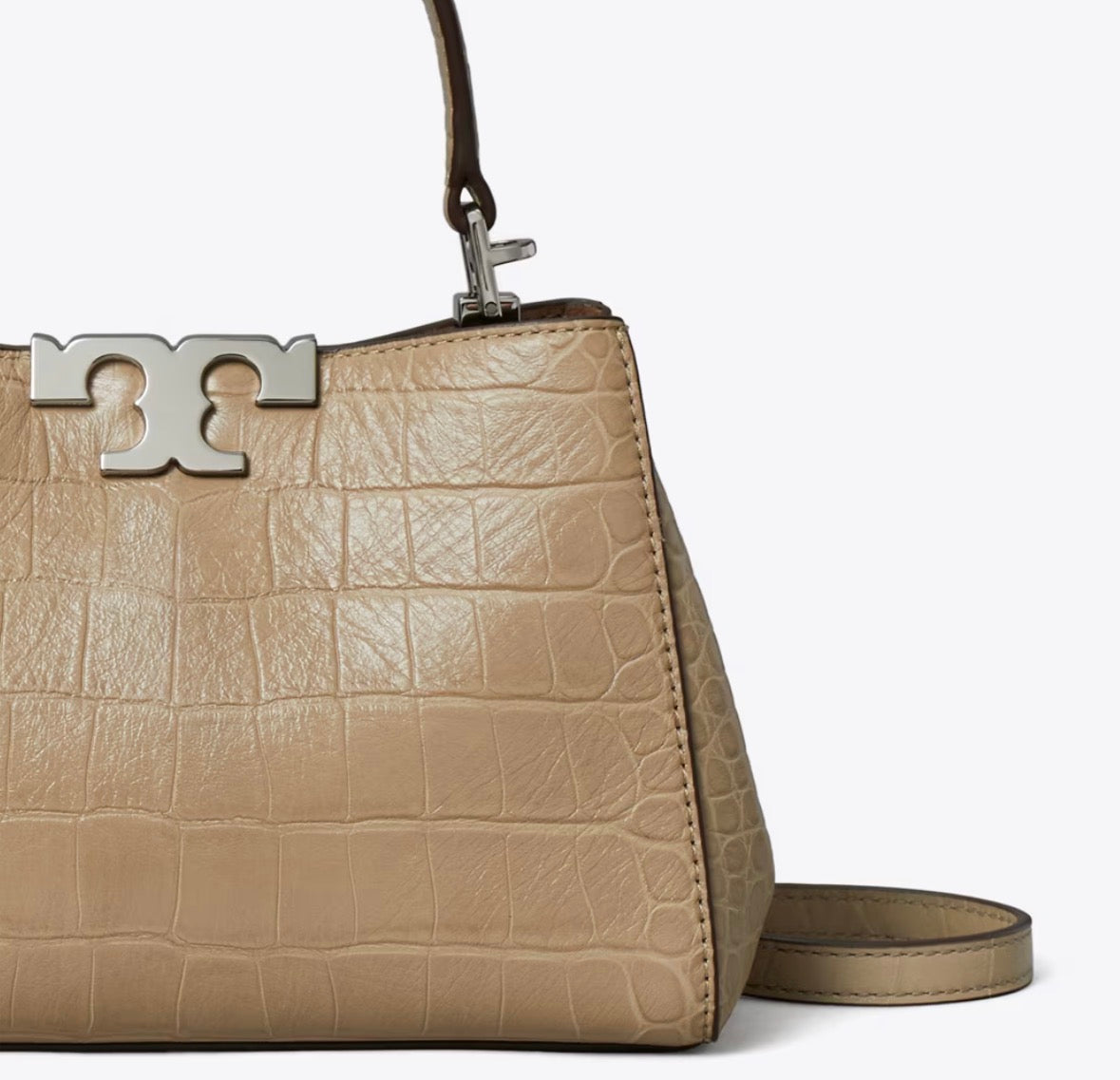 TORY BURCH MINI ELEANOR SOFT CROC-EMBOSSED SATCHEL BAG   -  ginger leaf