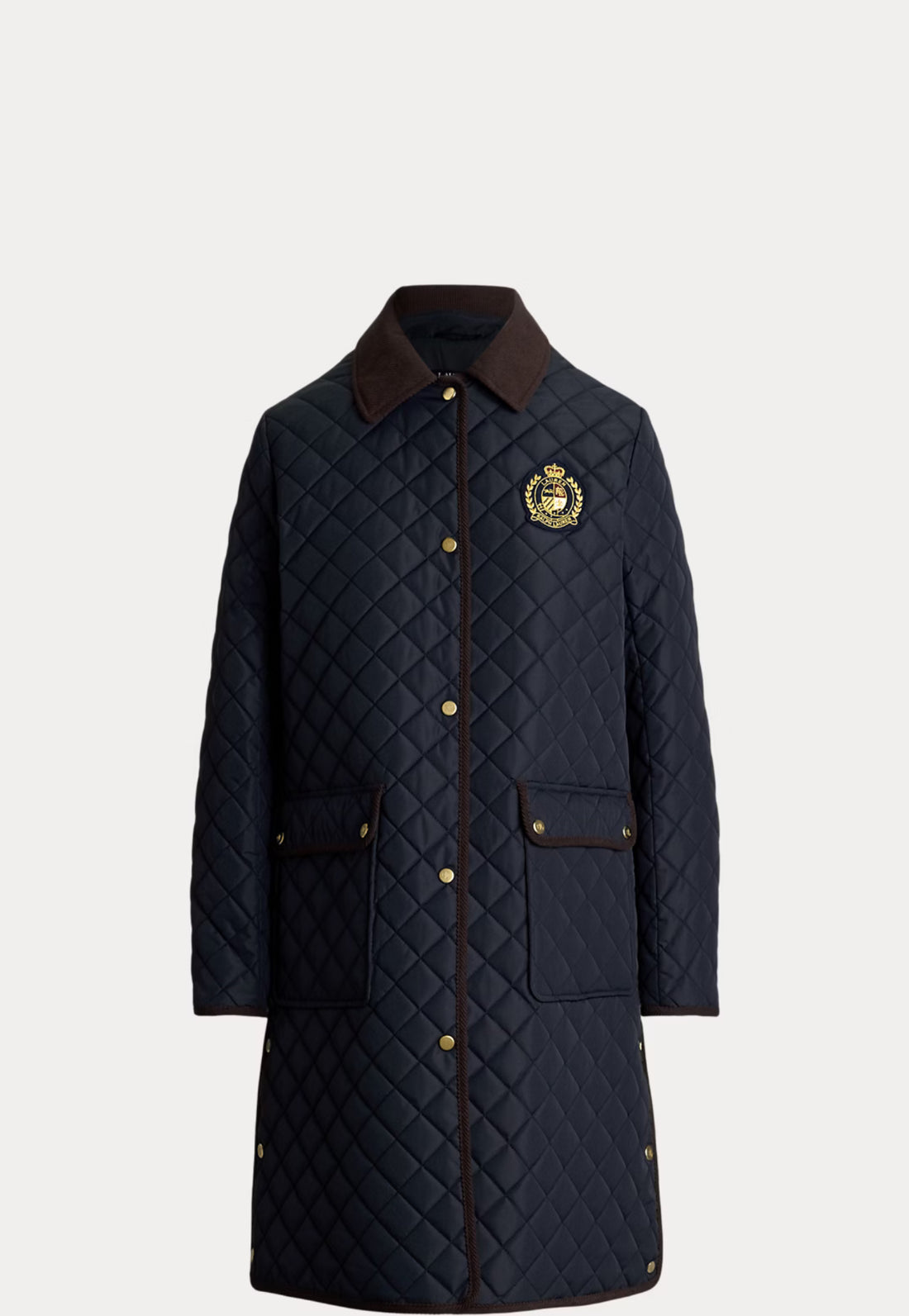 Ralph Lauren Crest-Patch Corduroy-Trim Quilted Jacket Dark Navy